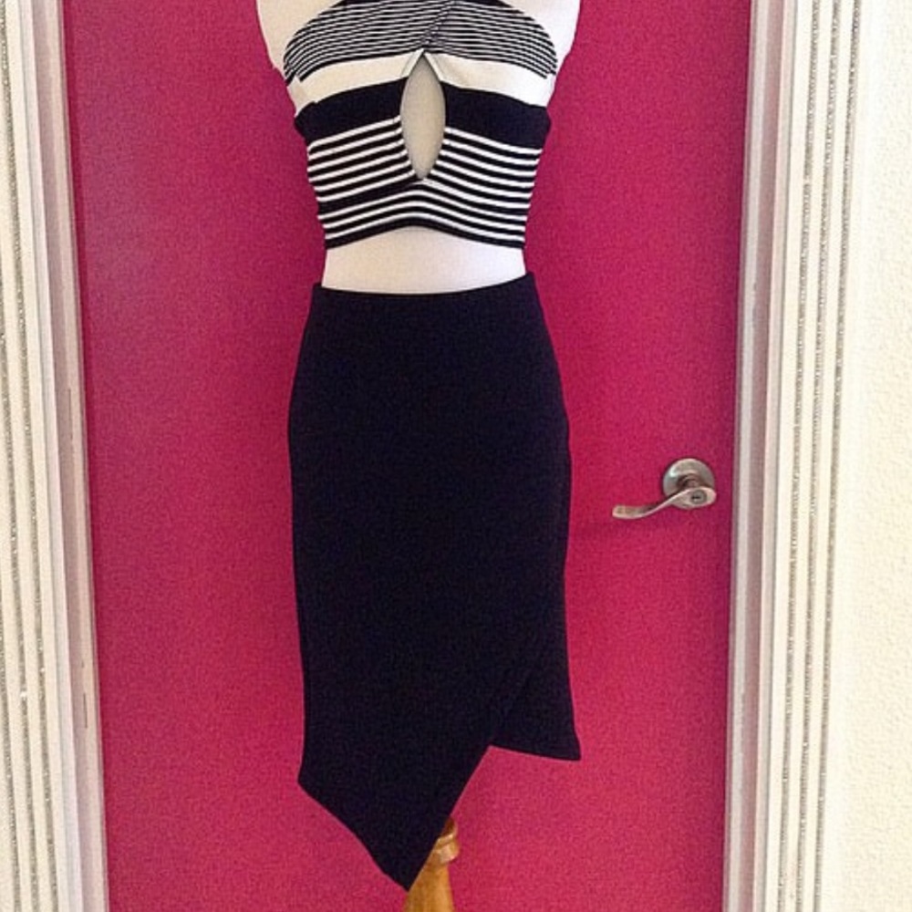 Black Faux Wrap Skirt